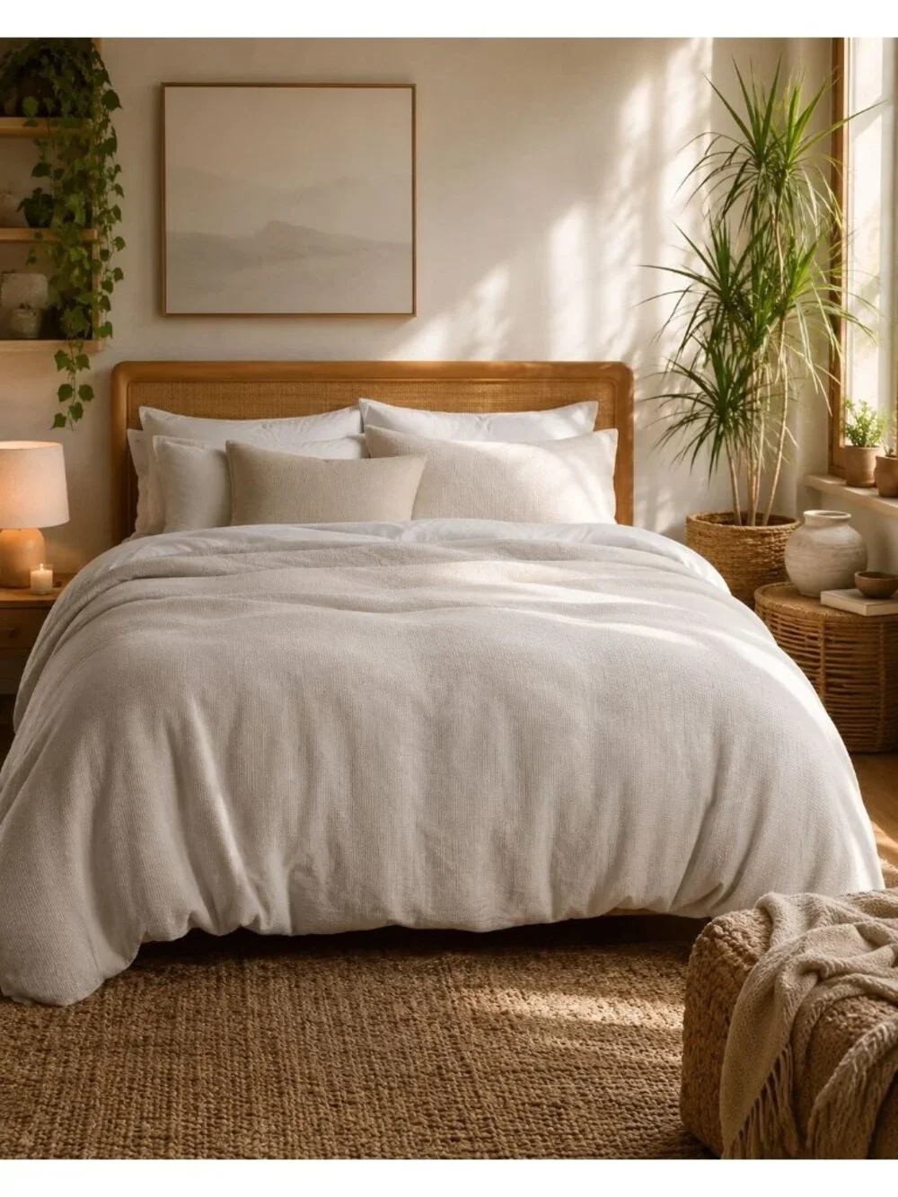 S24 | Quince Organic Luxe Honeycomb Duvet Cover King Cal King Sand NWT - Picture 9 of 11